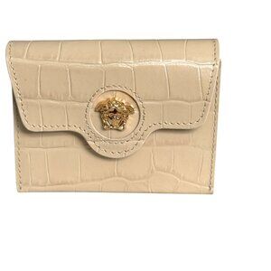 Versace Cream Wallet with Gold Medusa Logo